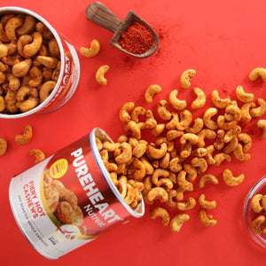 Pureheart Nutreat Fiery Hot Cashews  Natural Premium Spicy Roasted Whole Cashew Nuts/Kaju Dry Fruit, Crunchy & Delicious Chili Cashews - Resealable Pouch