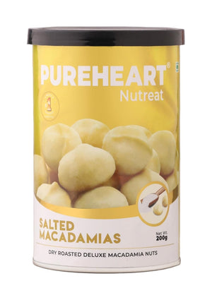 Pureheart Salted Macadamia Premium Roasted Australian Macadamia Nuts, Rich in Antioxidants - Whole, Exotic, and Crunchy Dry Fruits, Ideal Snacks, No Additives