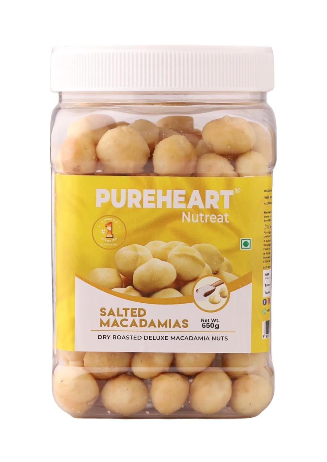 Pureheart Salted Macadamia Premium Roasted Australian Macadamia Nuts, Rich in Antioxidants - Whole, Exotic, and Crunchy Dry Fruits, Ideal Snacks, No Additives
