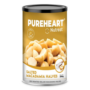 Pureheart Salted Macadamia Halves (200 gm) Premium Roasted Australian Split Macadamia Nuts, Rich in Antioxidants Exotic and Crunchy Dry Fruits, Ideal Snacks, No Additives