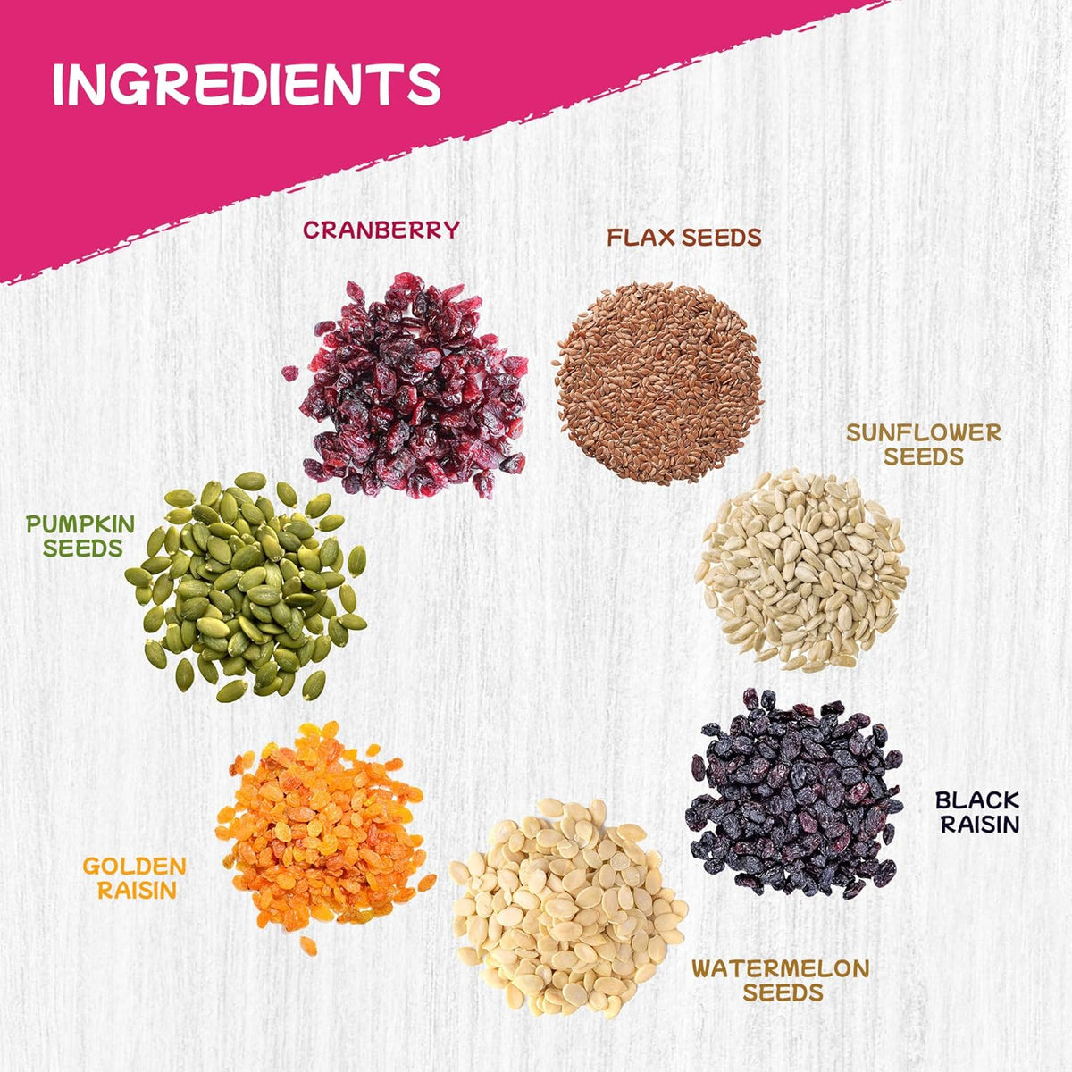 Pureheart Sierra Trail Mix | High-Fiber Seed & Berry Blend | Pumpkin, Sunflower, Flax Seeds with Cranberry & Raisins | Natural Superfood Snack for Digestion