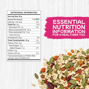 PUREHEART Nutrimix – Sierra Trail | Premium Seed & Berry Mix with Sunflower, Pumpkin, Cranberry, Raisins & Flax | High Fiber Superfood Snack for Energy & Digestion