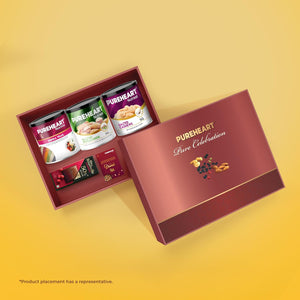 PUREHEART Premium Diwali Gift Hamper | Corporate Dry Fruits Gift Box with Salted Cashews (333g), Sierra Trail (454g) and Salted Pistachios (300g), Chocolate, Diwali Greeting Card